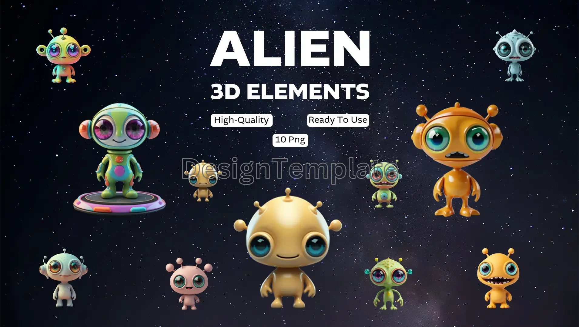 Galactic Gatherings Alien 3D Elements Collection image